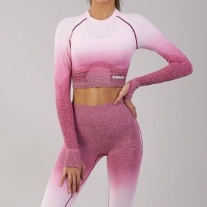 Gymshark Ombré Seamless Pink/Beet LS Crop